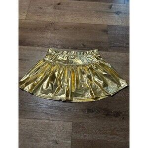 Azarhia Girls Shiny Metallic Gold Flared Skater Skirt – Youth XL (14)